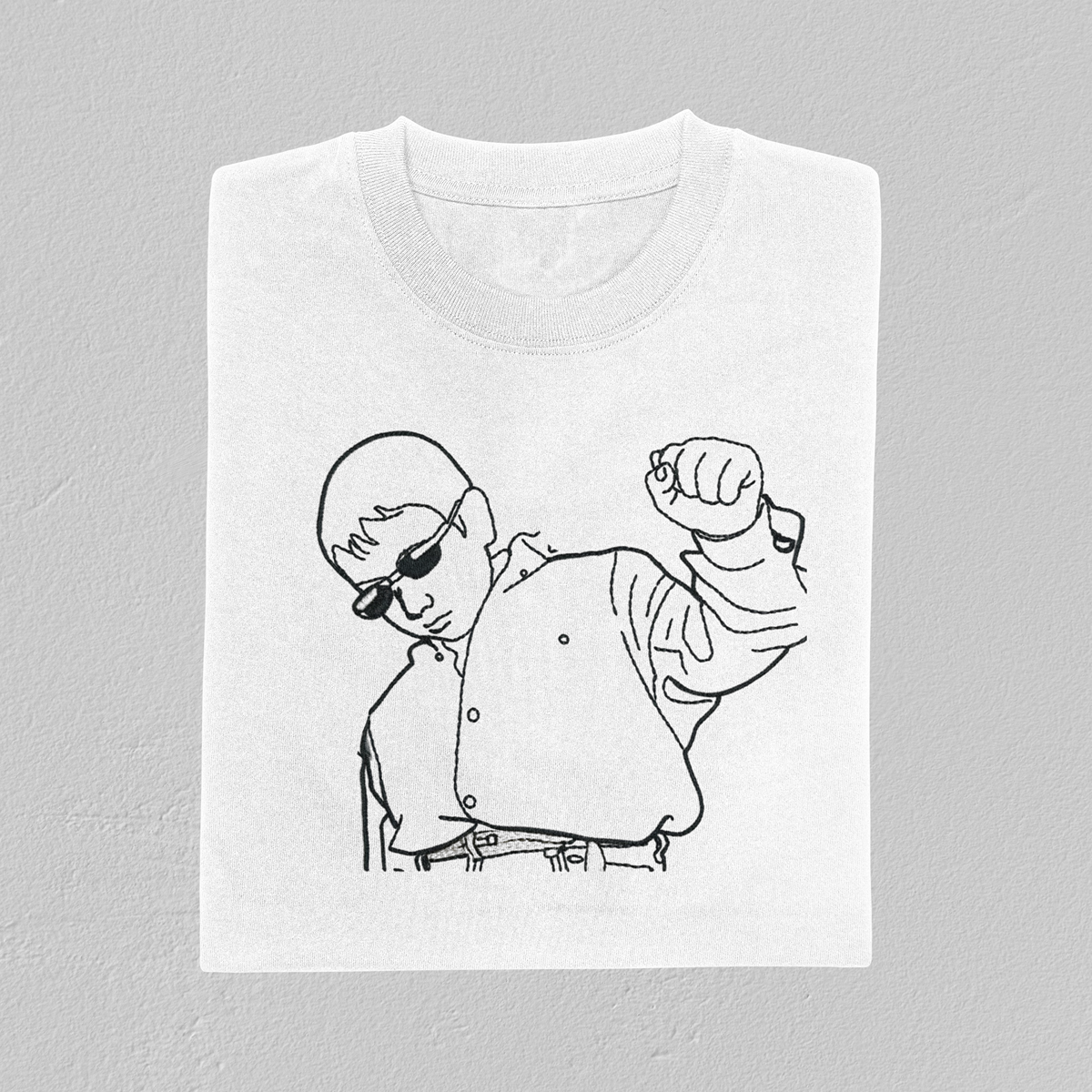 Power Pose Line Art – Embroidered Stick T-Shirt Weiß
