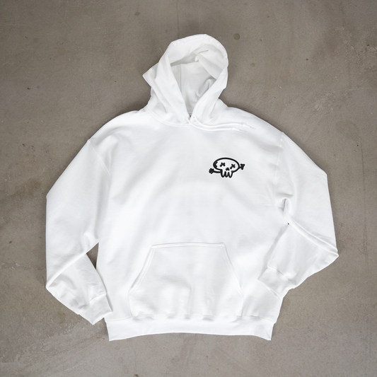 HUSTLE Built for the Grind – Skull Stick Hoodie Weiß